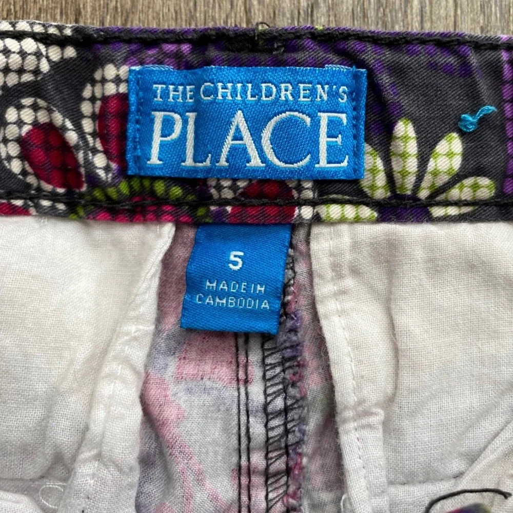The Childrens Place Girls Purple Pink Floral Bermuda Shorts Size 5 Retro‎ Flower